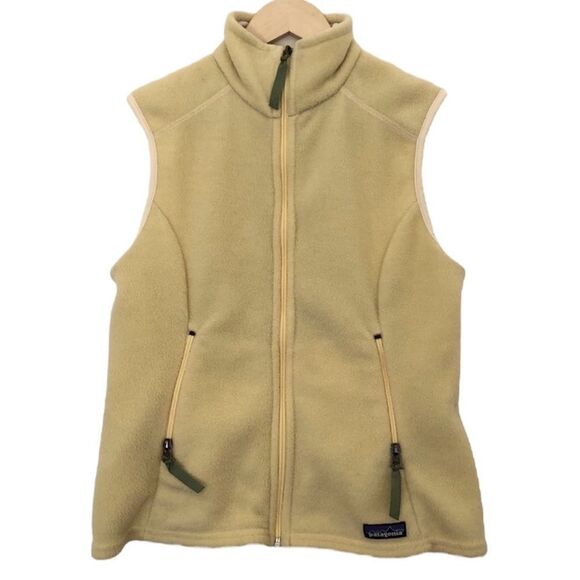 Patagonia Synchilla Yellow Fleece Vest Green Grosgrain Trim Made in USA Medium - Picture 11 of 11